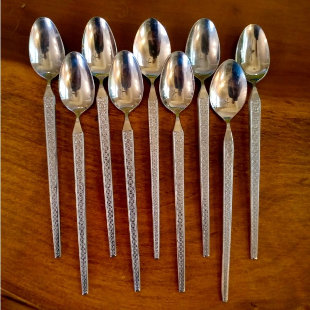 VTG MCM Set Of 9 Cosmos Stainless Japan Teaspoons